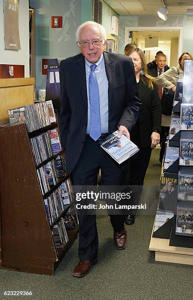 Senator Bernie Sanders signs copies of "Our Revolution: A Future To Believe In" at Barnes & Noble, 5th Avenue on November 14, 2016 in New York City.