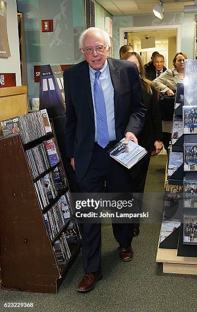 Senator Bernie Sanders signs copies of "Our Revolution: A Future To Believe In" at Barnes & Noble, 5th Avenue on November 14, 2016 in New York City.