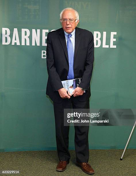 Senator Bernie Sanders signs copies of "Our Revolution: A Future To Believe In" at Barnes & Noble, 5th Avenue on November 14, 2016 in New York City.