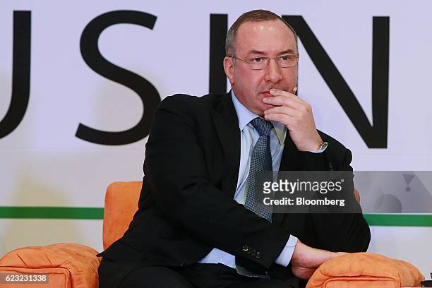 Frederic Garcia, chief executive officer of Airbus Group Mexico, listens in a panel discussion during the Mexico Cumbre De Negocios Business Summit...