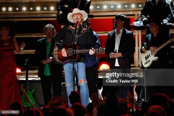 Alan Jackson performs onstage during the 50th annual CMA Awards at the Bridgestone Arena on November 2, 2016 in Nashville, Tennessee.