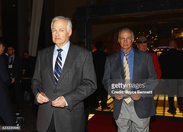 Donald and Steve Fehr of the NHLPA walk the red carpet prior to the 2016 Hockey Hall of Fame induction ceremony at the Hockey Hall Of Fame & Museum...