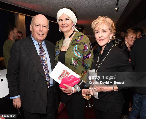 Julian Fellowes, Emma Fellowes and Patricia Hodge attend the press night performance of "School Of Rock: The Musical" at The New London Theatre,...