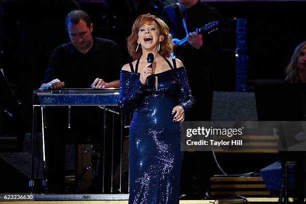 Reba McEntire performs onstage during the 50th annual CMA Awards at the Bridgestone Arena on November 2, 2016 in Nashville, Tennessee.