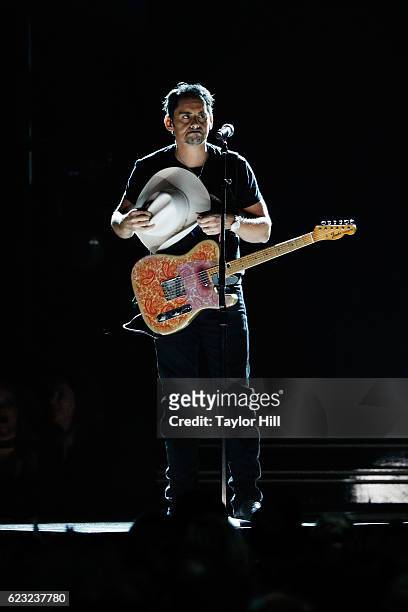 Brad Paisley performs onstage during the 50th annual CMA Awards at the Bridgestone Arena on November 2, 2016 in Nashville, Tennessee.
