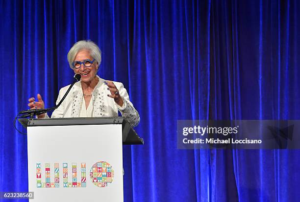 And President, Worldwide Orphans Foundation Dr. Jane Aronson speaks on stage during Worldwide Orphans 12th Annual Gala at Cipriani Wall Street on...