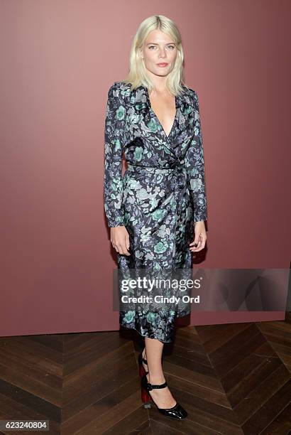 Actress Emma Greenwell attends the celebration of The Tale of Thomas Burberry with Sienna Miller and Dominic West at Burberry Soho on November 14,...