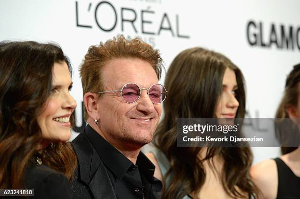 Alison Hewson, honoree Bono, and actress Eve Hewson attend Glamour Women Of The Year 2016 at NeueHouse Hollywood on November 14, 2016 in Los Angeles,...