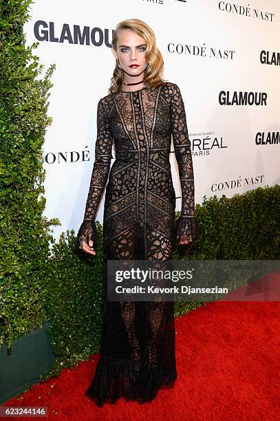 Actress/model Cara Delevingne attends Glamour Women Of The Year 2016 at NeueHouse Hollywood on November 14, 2016 in Los Angeles, California.