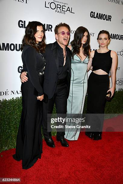 Alison Hewson, honoree Bono, actress Eve Hewson, and Jordan Hewson attend Glamour Women Of The Year 2016 at NeueHouse Hollywood on November 14, 2016...