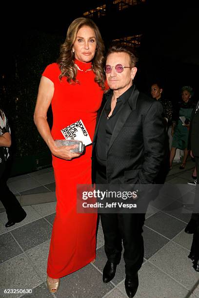 Personality Caitlyn Jenner and honoree Bono pose in the green room at Glamour Women Of The Year 2016 at NeueHouse Hollywood on November 14, 2016 in...