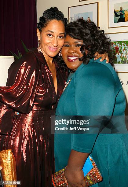Host Tracee Ellis Ross and actress Gabourey Sidibe pose in the green room at Glamour Women Of The Year 2016 at NeueHouse Hollywood on November 14,...