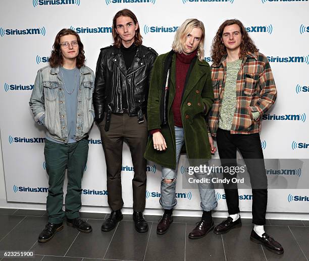 Oscar Lulu, Haydn Evans, Ally Baty and Dom Cordell of Sundara Karma visit the SiriusXM Studios on November 14, 2016 in New York City.