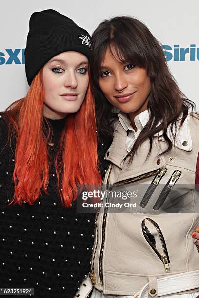 Caroline Hjelt and Aino Jawo of Icona Pop visit the SiriusXM Studios on November 14, 2016 in New York City.