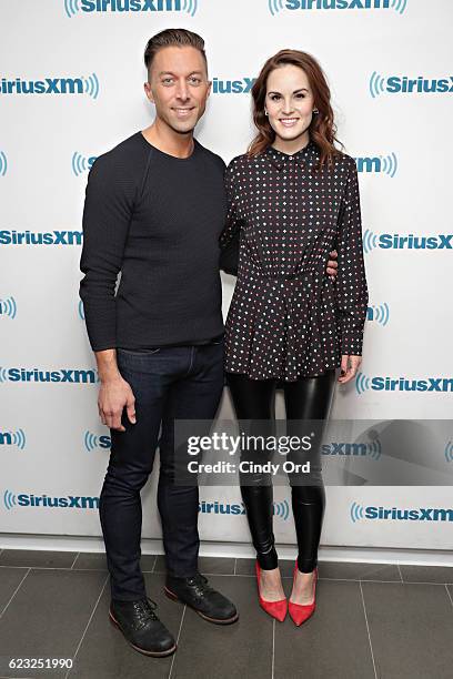 Television writer Chad Hodge and actress Michelle Dockery visit the SiriusXM Studios on November 14, 2016 in New York City.