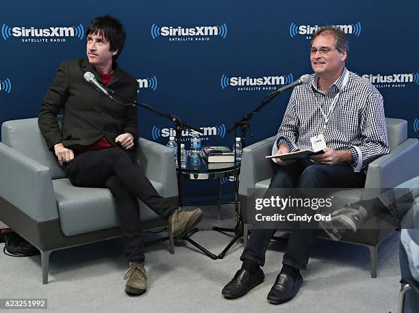 Musician Johnny Marr is interviewed during SiriusXM's Town Hall hosted by Larry "The Duck" Dunn at the SiriusXM Studios on November 14, 2016 in New...