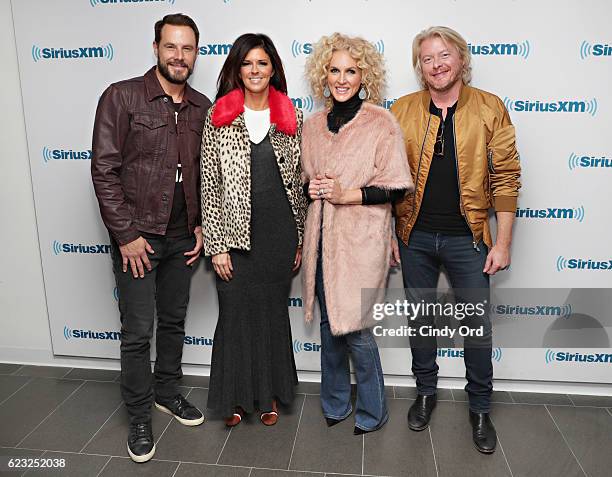 Jimi Westbrook,Karen Fairchild, Kimberly Schlapman and Phillip Sweet of Little Big Town visit the SiriusXM Studios on November 14, 2016 in New York...