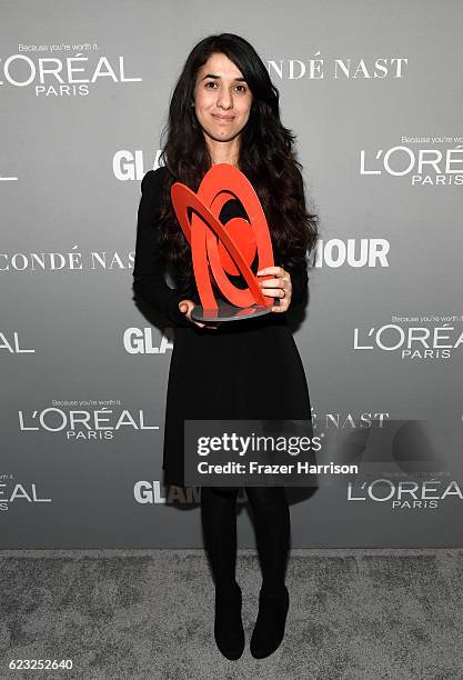 Honoree Nadia Murad poses with an award during Glamour Women Of The Year 2016 at NeueHouse Hollywood on November 14, 2016 in Los Angeles, California.