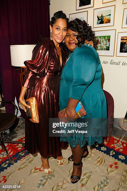 Host Tracee Ellis Ross and actress Gabourey Sidibe pose in the green room at Glamour Women Of The Year 2016 at NeueHouse Hollywood on November 14,...