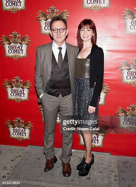 Michael Emerson and Carrie Preston attend the opening night of "Natasha, Pierre & The Great Comet Of 1812" on Broadway at Imperial Theatre on...