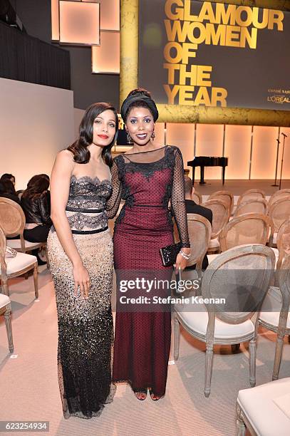 Actress Freida Pinto and activist Jaha Dukureh attend Glamour Women Of The Year 2016 at NeueHouse Hollywood on November 14, 2016 in Los Angeles,...