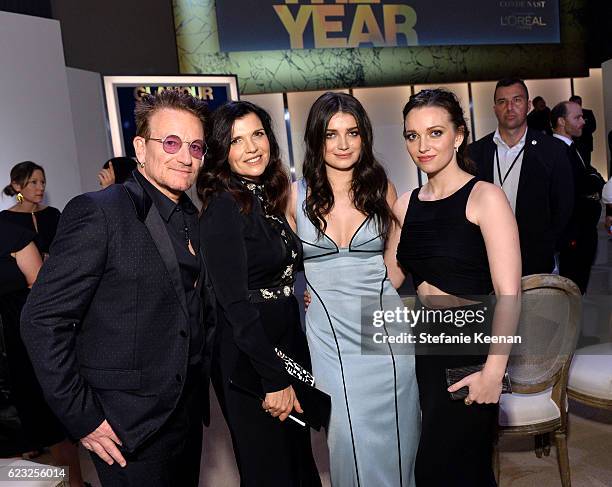 Honoree Bono, Ali Hewson, Eve Hewson and Jordan Hewson attend Glamour Women Of The Year 2016 at NeueHouse Hollywood on November 14, 2016 in Los...