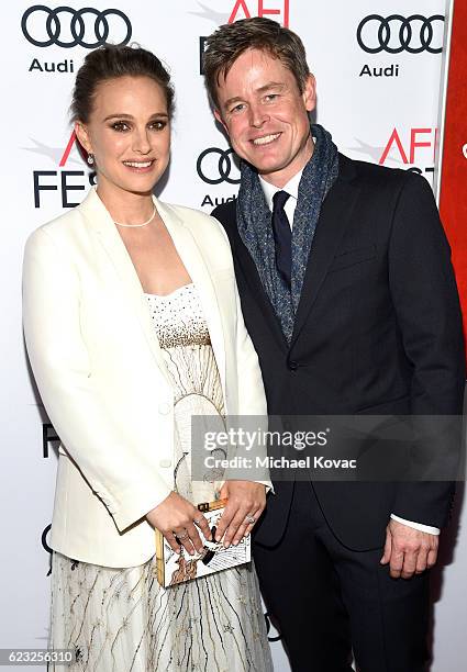 Actors Natalie Portman and Caspar Phillipson attend the premiere of 'Jackie' at AFI Fest 2016, presented by Audi at The Chinese Theatre on November...