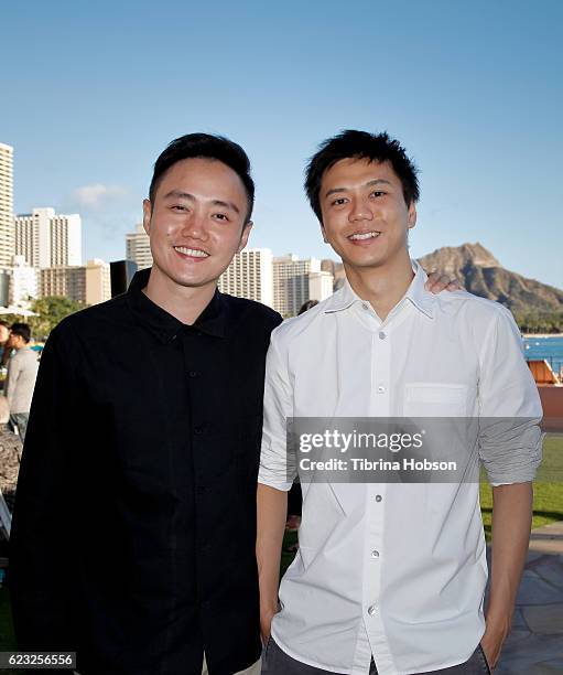 Boo Junfeng and Tan Xuda attend the closing night reception of the Hawaii International Film Festival 2016 at The Royal Hawaiian on November 13, 2016...