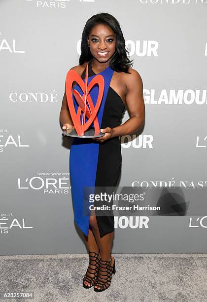 Honoree Simone Biles attends Glamour Women Of The Year 2016 at NeueHouse Hollywood on November 14, 2016 in Los Angeles, California.