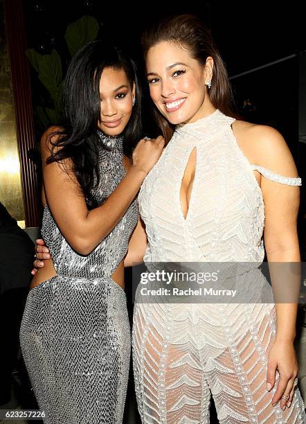 Models Chanel Iman and Ashley Graham attend Glamour Women of the Year 2016 Dinner at Paley on November 14, 2016 in Hollywood, California.