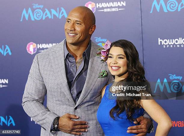 Dwayne Johnson and Auli'i Cravalho arrive at the AFI FEST 2016 presented by Audi - world premiere of Disney's "Moana" held at the El Capitan Theatre...