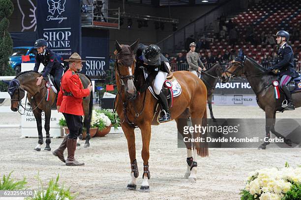 Winner LEPREVOST Penelope of France, rides Flora de Mariposa during prize giving cerimony FEI Longines CSI5* World Cup Small Tour By BMW Jumping...