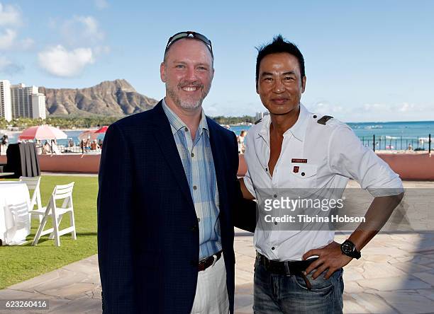 Robert Lambeth and Simon Yam attend the closing night reception of the Hawaii International Film Festival 2016 at The Royal Hawaiian on November 13,...