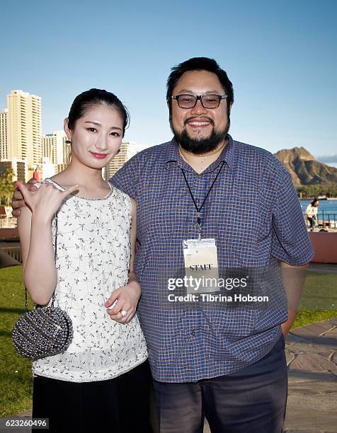 Rina Takeda and Anderson Le attend the closing night reception of the Hawaii International Film Festival 2016 at The Royal Hawaiian on November 13,...