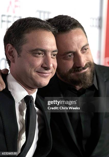 Producer Juan de Dios Larrain and director Pablo Larrain attend the premiere of 'Jackie' at AFI Fest 2016, presented by Audi at The Chinese Theatre...