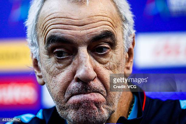 Qatar's head coach Jorge Fossati attends a press conference the day before the World Cup 2018 Asia qualifying football match between China and Qatar...