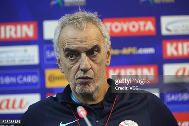 Qatar's head coach Jorge Fossati attends a press conference the day before the World Cup 2018 Asia qualifying football match between China and Qatar...