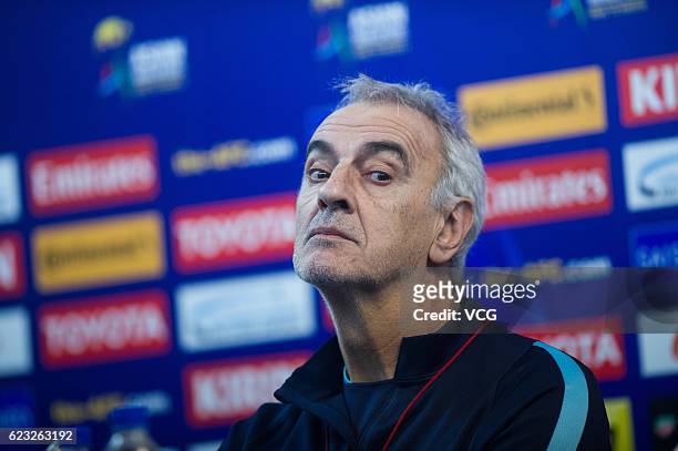 Qatar's head coach Jorge Fossati attends a press conference the day before the World Cup 2018 Asia qualifying football match between China and Qatar...