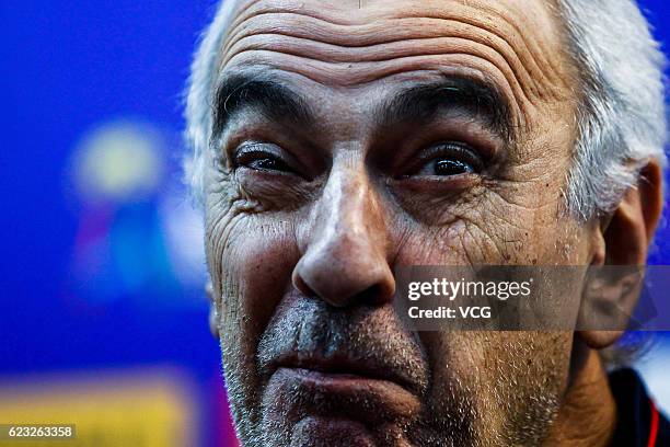 Qatar's head coach Jorge Fossati attends a press conference the day before the World Cup 2018 Asia qualifying football match between China and Qatar...