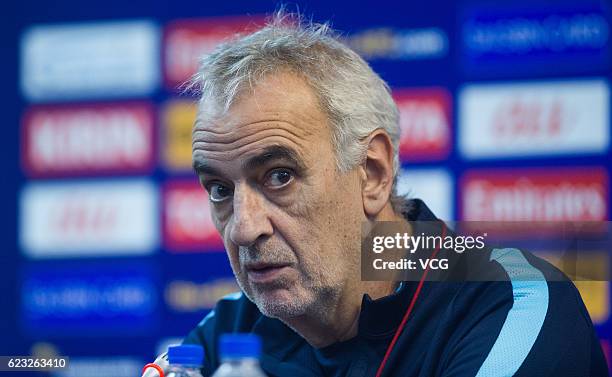 Qatar's head coach Jorge Fossati attends a press conference the day before the World Cup 2018 Asia qualifying football match between China and Qatar...