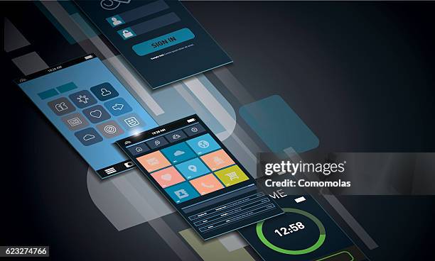 dynamic smartphone interface - customized stock illustrations