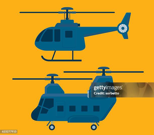 helicopters vector set - propeller engine stock illustrations