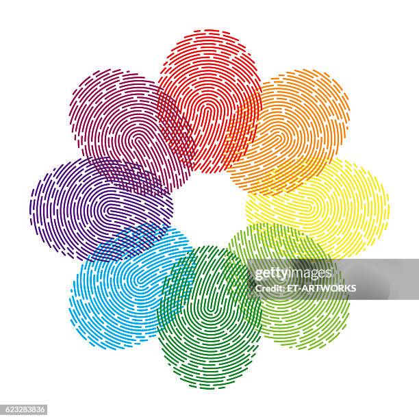 rainbow thumbprint - fingerprint stock illustrations