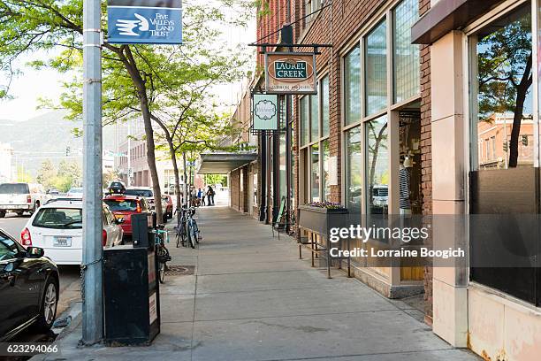 downtown missoula montana western cityscape street scene usa - missoula stock pictures, royalty-free photos & images