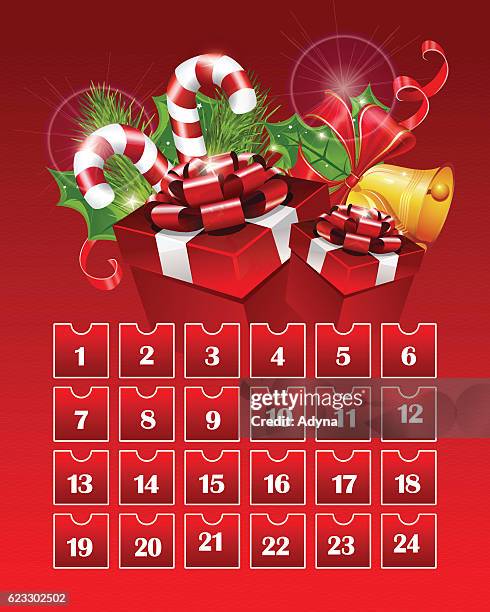 red advent calendar - advent calendar stock illustrations