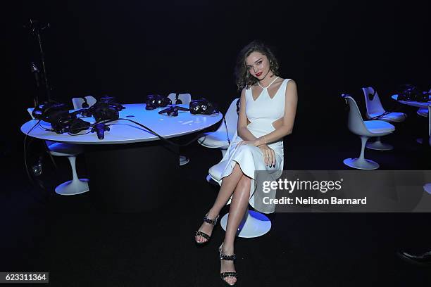 Supermodel Miranda Kerr among first to see Jaguar's electric car, the Jaguar I-PACE Concept at pioneering virtual reality reveal at Milk Studios on...