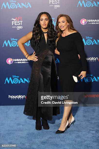 Simone Alexandra Johnson and Dany Garcia arrive at the AFI FEST 2016 presented by Audi premiere of Disney's "Moana" held at the El Capitan Theatre on...