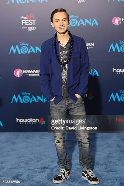 Actor Hayden Byerly arrives at the AFI FEST 2016 presented by Audi premiere of Disney's "Moana" held at the El Capitan Theatre on November 14, 2016...
