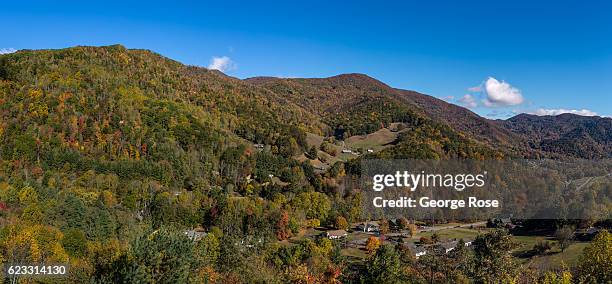 Panorama of the Maggie Valley is viewed on October 22, 2016 in Cherokee, North Carolina. Located near the entrance to Great Smoky Mountains National...