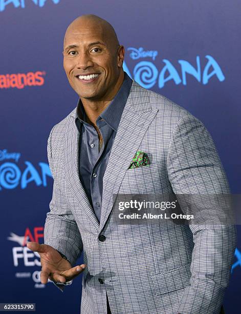 Actor Dwayne Johnson arrives for the AFI FEST 2016 Presented By Audi - Premiere Of Disney's "Moana" held at the El Capitan Theatre on November 14,...